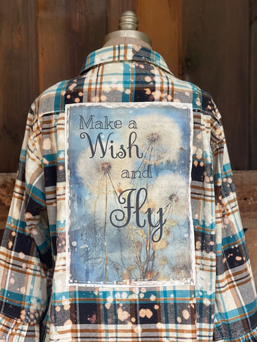 MAKE A WISH AND FLY Flared Sleeve Flannel
